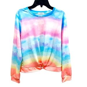 NWOT Girls' Tie Dye Sweatshirt | Twist Front | Long Sleeves | Pullover